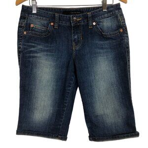 Calvin Klein Womens Denim Bermuda Shorts Size 8 Mid-Rise Casual Blue Stretchy